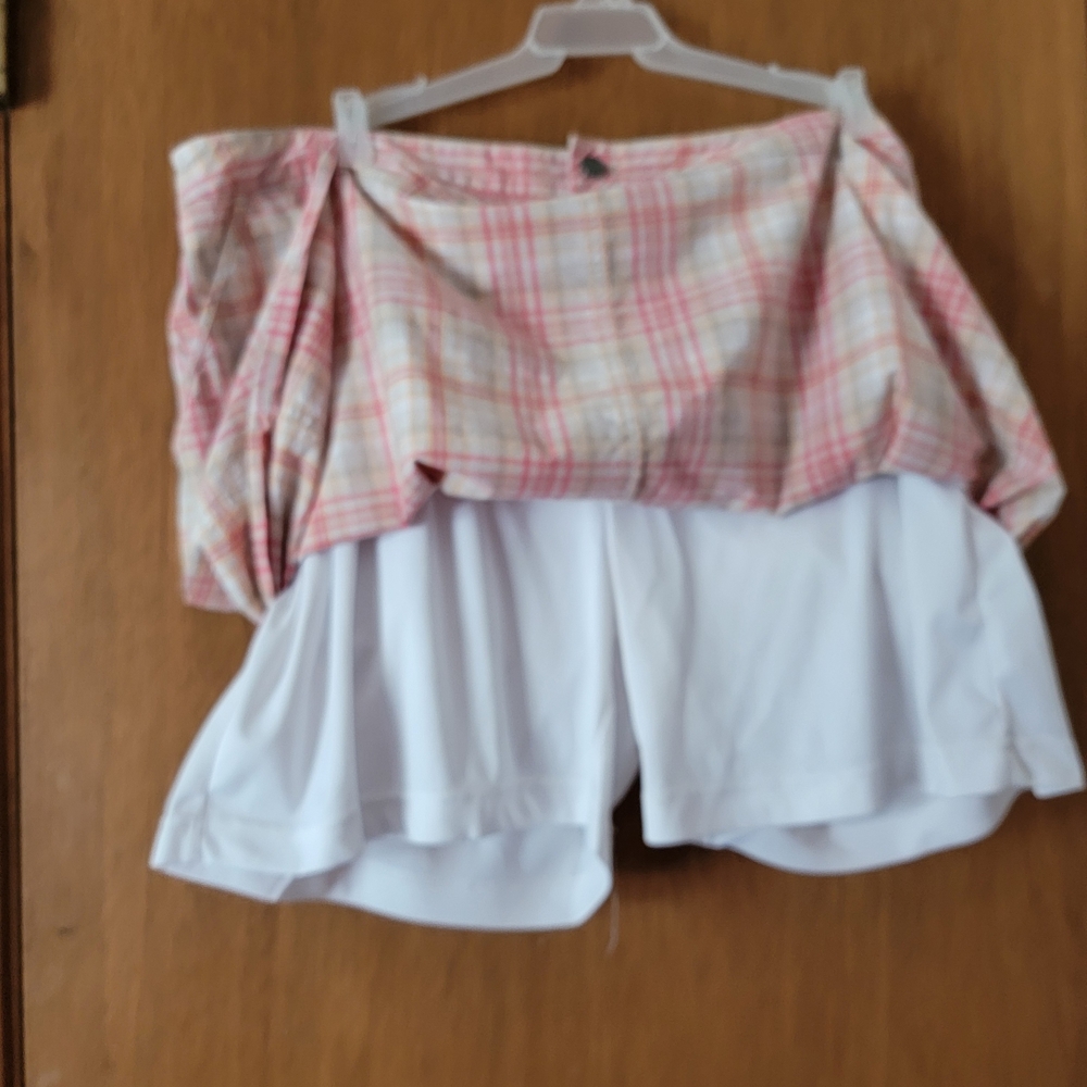 CJ Banks Coral Plaid Mini Skirt With Built In Shorts Plus Size 22W - Picture 10 of 12
